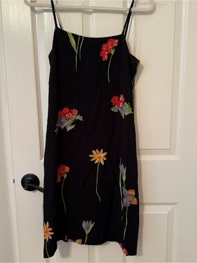 Harold's Black Floral Spaghetti-Strap Mini Dress summer spring church vacation
